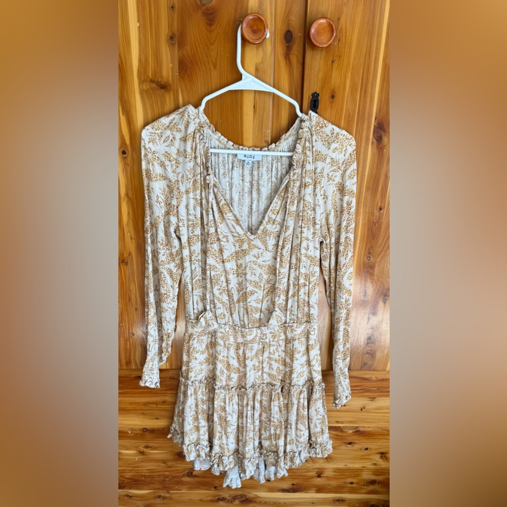 Fate Cream and Brown Floral Mini Dress